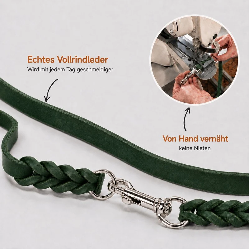 Bellepet Fettleder Verlängerungsleine / Polizeileine verstellbar – Chrom