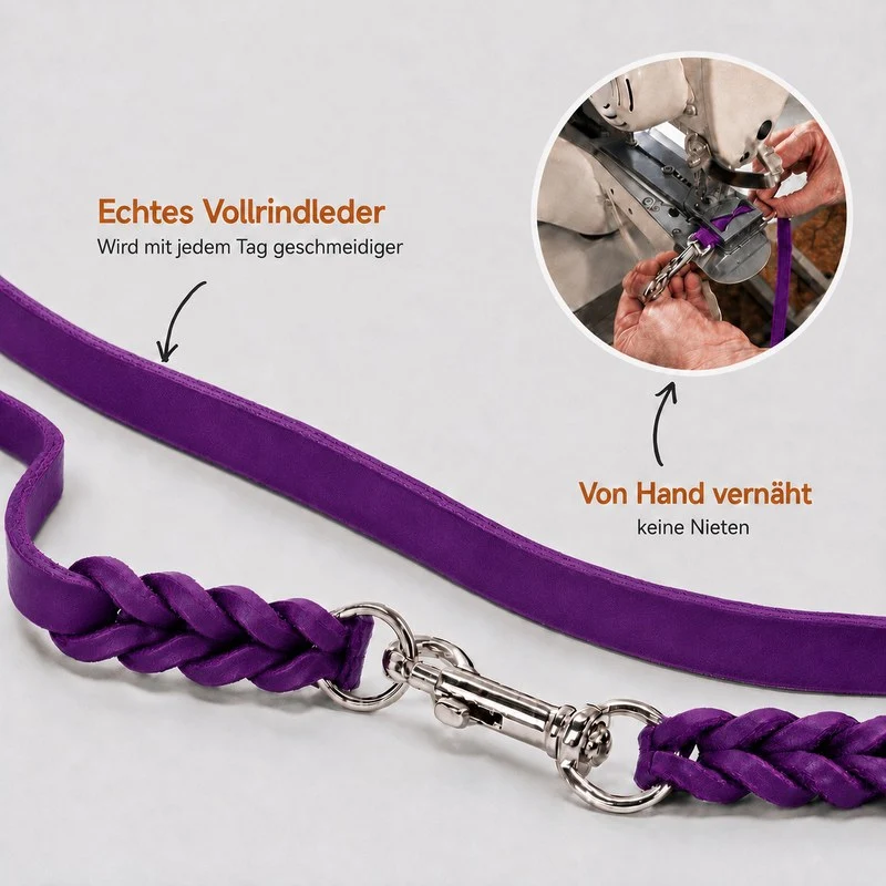 Bellepet Fettleder Verlängerungsleine / Polizeileine verstellbar – Chrom