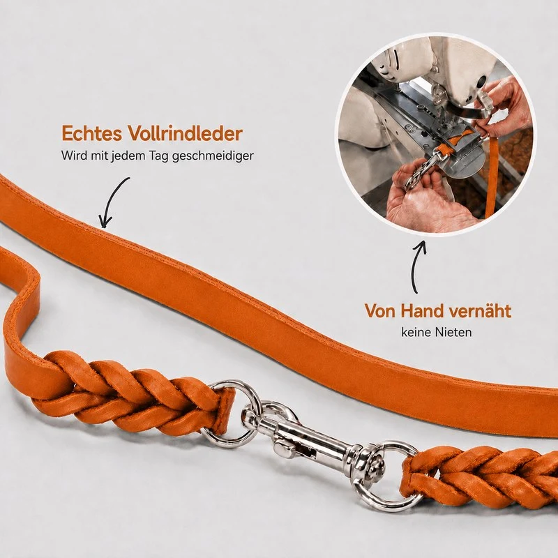 Bellepet Fettleder Verlängerungsleine / Polizeileine verstellbar – Chrom