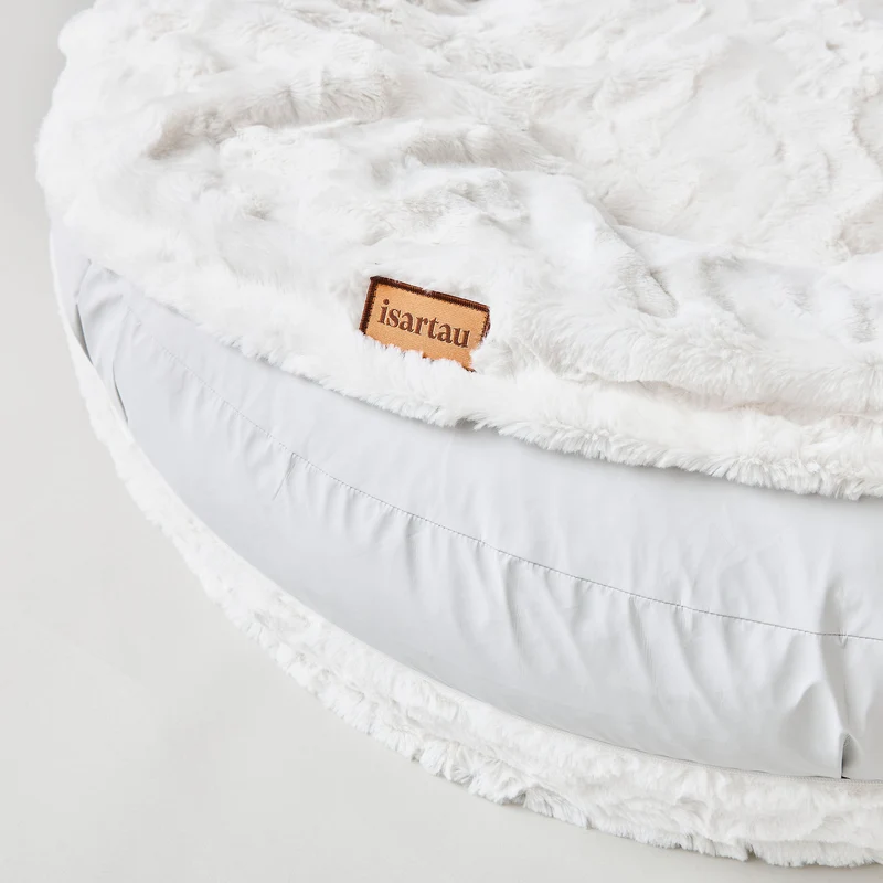 Hundebett rund, Bagelbettchen, Fell WOLLWEISS