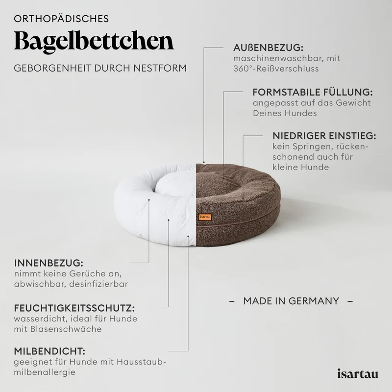 Hundebett rund, Bagelbettchen, Teddy SAND