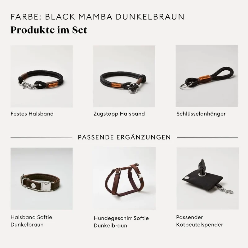 Tauleine Black Mamba DUNKELBRAUN, 250 cm (Umhängeleine)