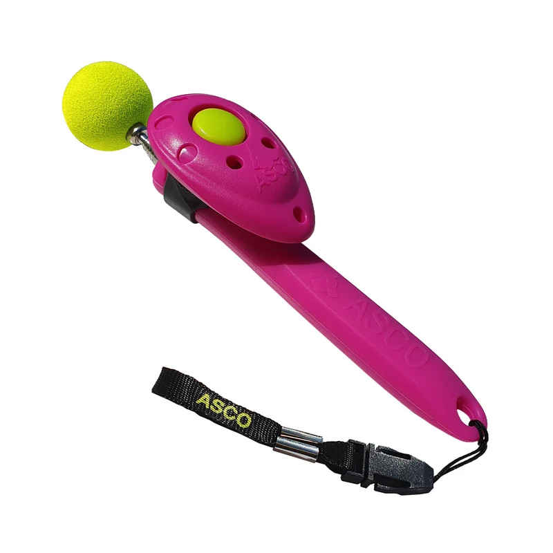 ASCO ClickStick - Target Stick mit abnehmbarem Premium Clicker - Target Stab für Hunde Katzen Clickertraining - Targetstick ausziehbar mit extra Klicker - Targetstab für Target-Training