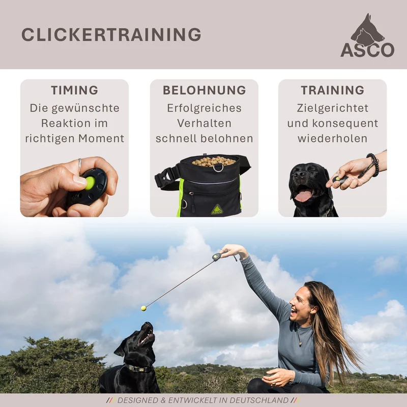 ASCO Finger Clicker – Clickertraining Premium Klicker für Hunde, Katzen, Pferde