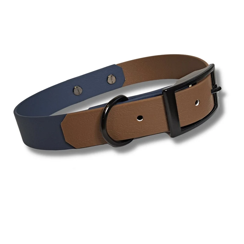 B-Ware Halsband Gurtband Braun-Blau | 39-49cm