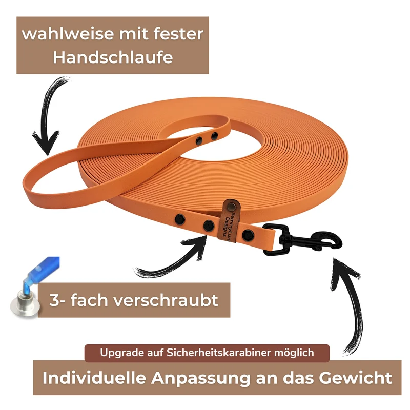 Standard Schleppleine | Apricot | optional mit fester Handschlaufe
