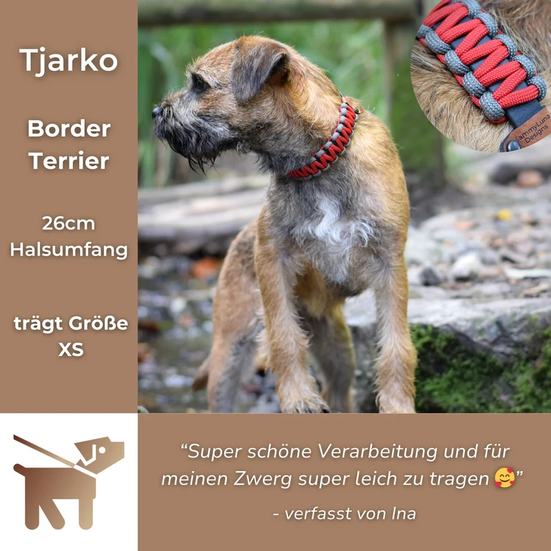 Halsband mit Paracord | Grau-Rot