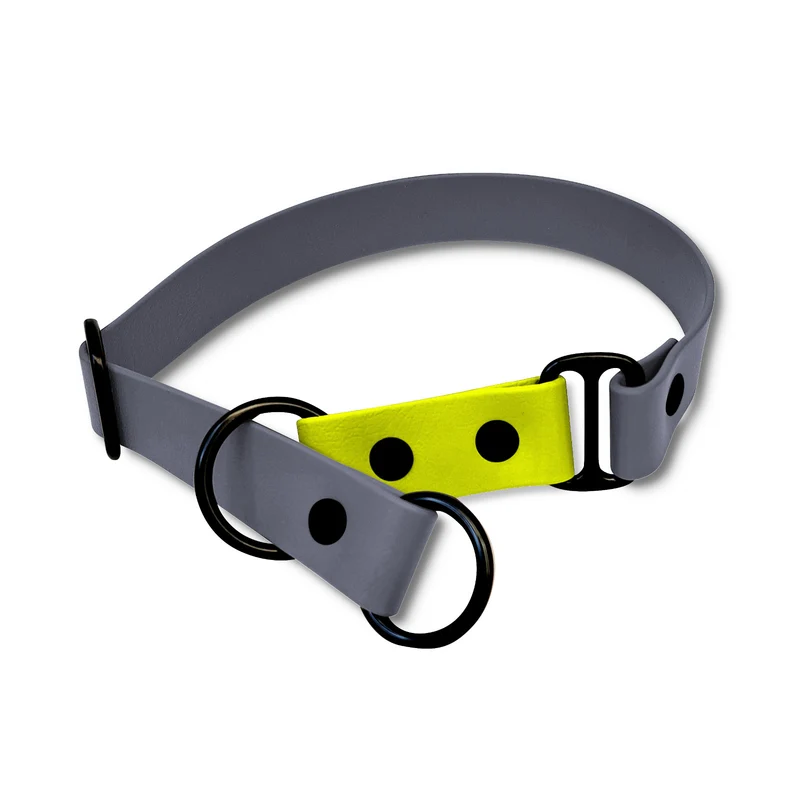 Zugstopp Halsband BioThane® Sports | Grau x Neon-Gelb