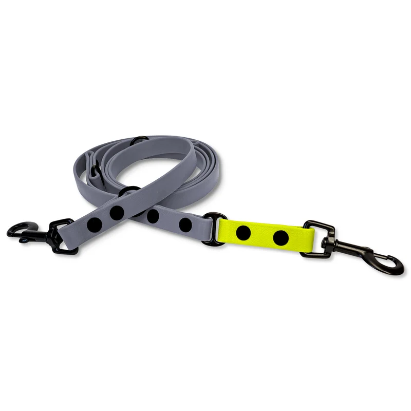 Hundeleine BioThane-Sports | Grau x Neon-Gelb
