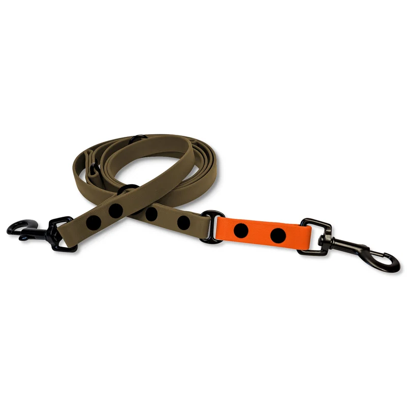 Hundeleine BioThane-Sports | Olive x Neon-Orange