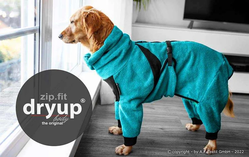 DRYUP BODY® Hundebademantel mit Beinen Petrol