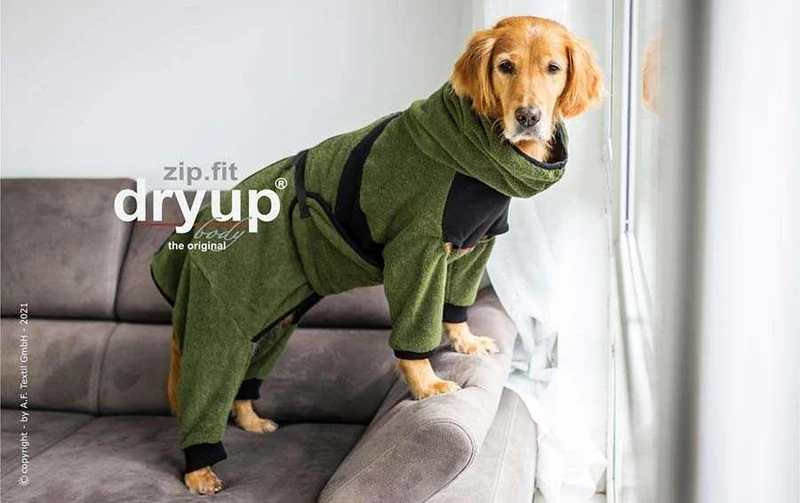 DRYUP BODY® Hundebademantel mit Beinen Grün