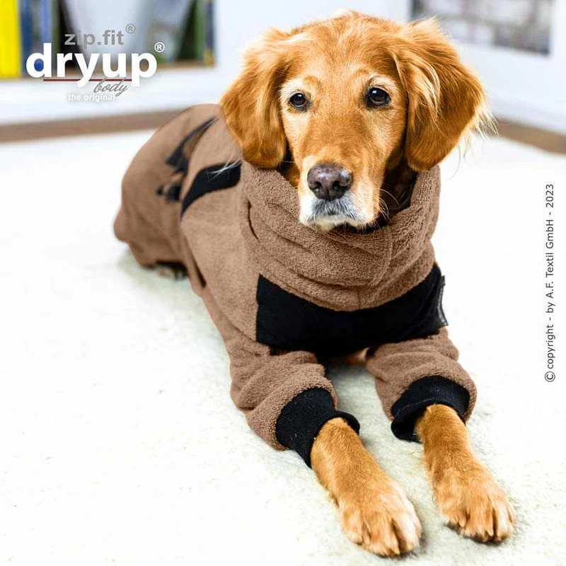 DRYUP BODY® Hundebademantel mit Beinen Coffee