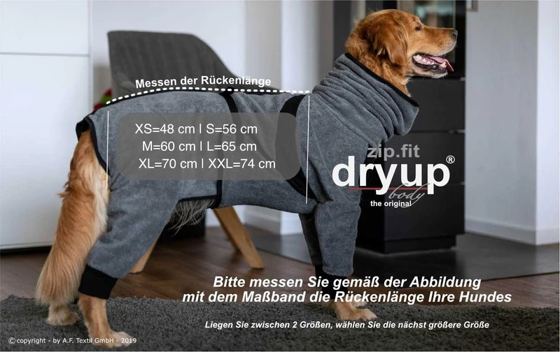 DRYUP BODY® Hundebademantel mit Beinen Bordeaux-Rot