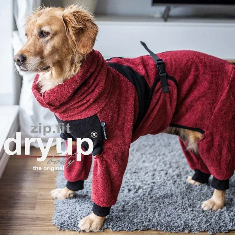 DRYUP BODY® Hundebademantel mit Beinen Bordeaux-Rot