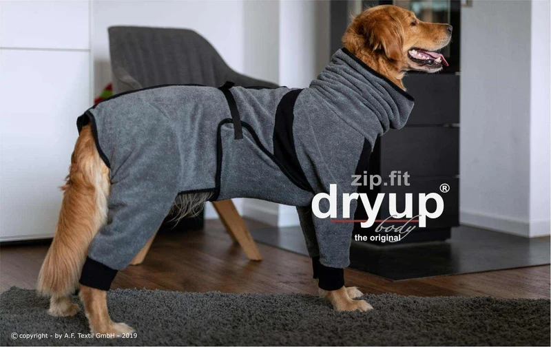 DRYUP BODY® Hundebademantel mit Beinen Grau