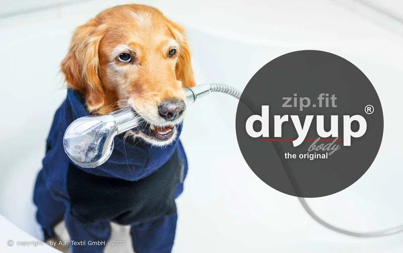 DRYUP BODY® Hundebademantel mit Beinen Blau