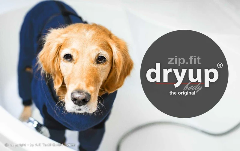 DRYUP BODY® Hundebademantel mit Beinen Blau