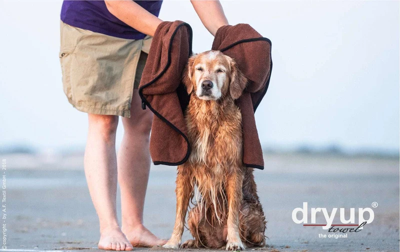 DRYUP® Hundehandtuch mit Handtaschen Braun