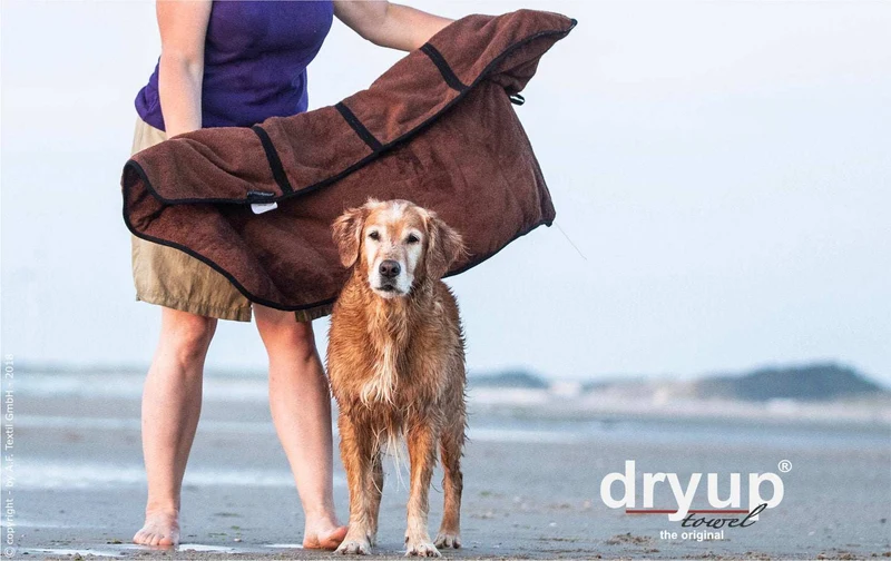 DRYUP® Hundehandtuch mit Handtaschen Braun