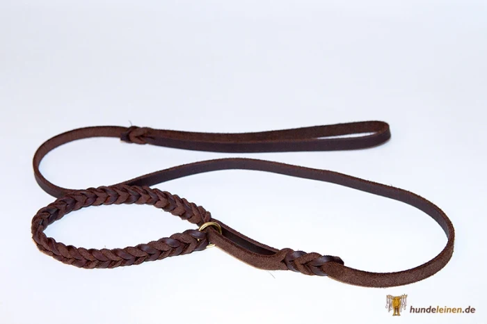 Bellepet Moxonleine / Retrieverleine / Schlupfleine aus Fettleder - Messing