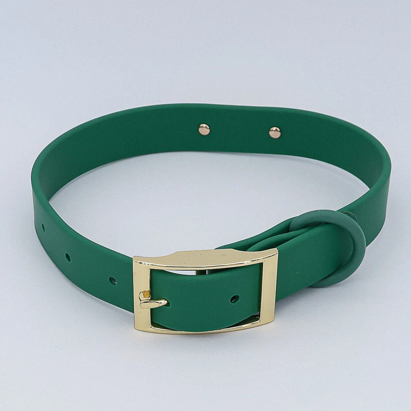 Wasserfestes Biothane Hundehalsband "Baxter" mit Gravur – Name & Telefonnummer – Outdoor – Grün oder Schwarz – S, M, L