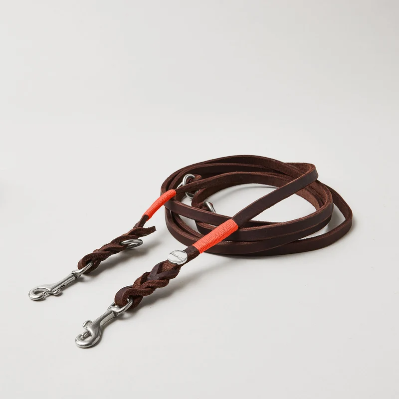 Lederleine SPORTY 250 cm, DUNKELBRAUN (Umhängeleine)