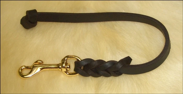 Bellepet Kurzführer aus Fettleder 30cm mit Knoten - Messing
