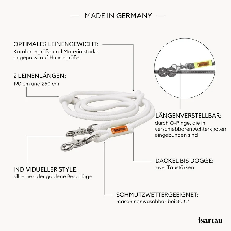 Tauleine Pure Breeze WEISS, 250 cm (Umhängeleine)