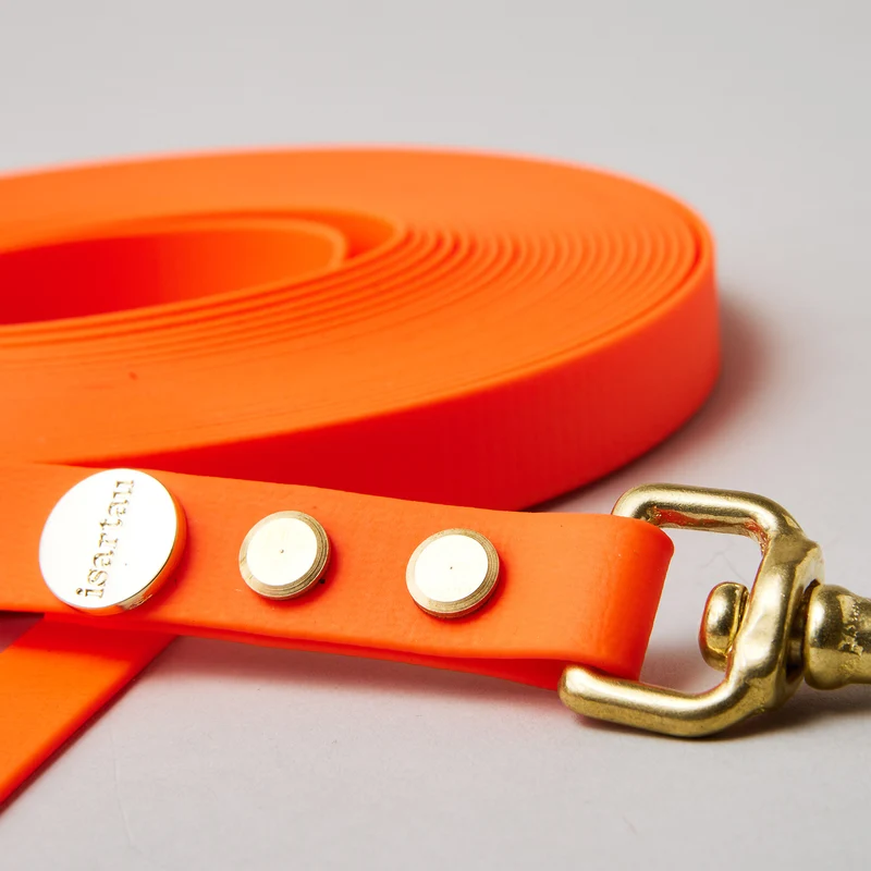 Schleppleine Biothane Neonorange, mit Handschlaufe