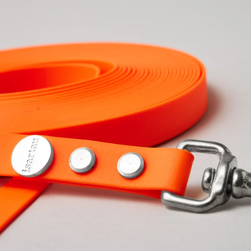 Schleppleine Biothane Neonorange, mit Handschlaufe