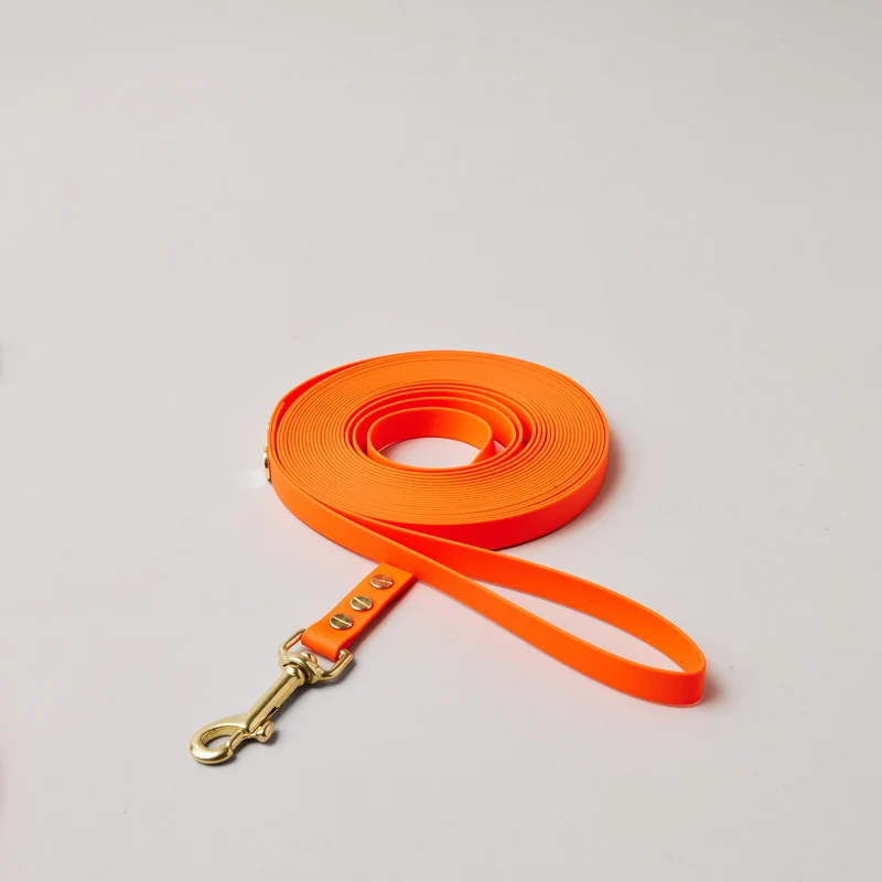Schleppleine Biothane Neonorange, mit Handschlaufe