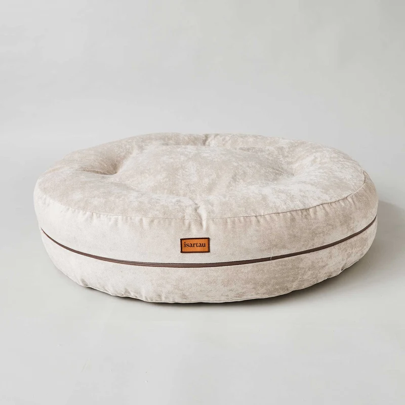 Hundebett rund, Bagelbettchen, Velours BEIGE