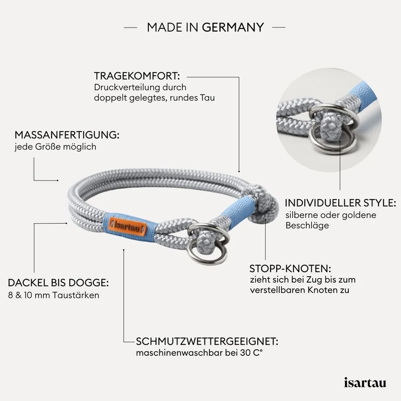 Zugstopp-Halsband Pebble Stone HELLBLAU