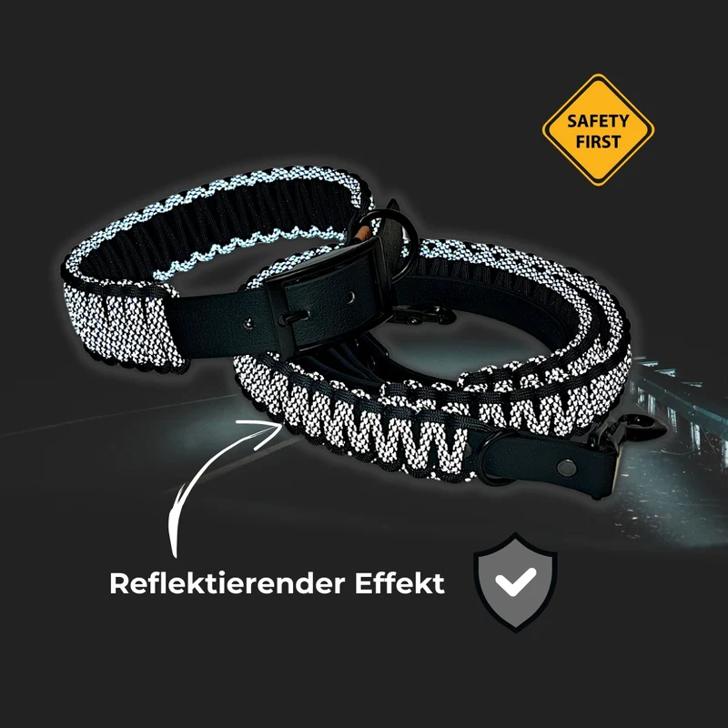 Leine mit Paracord | Anthrazit Reflektierend