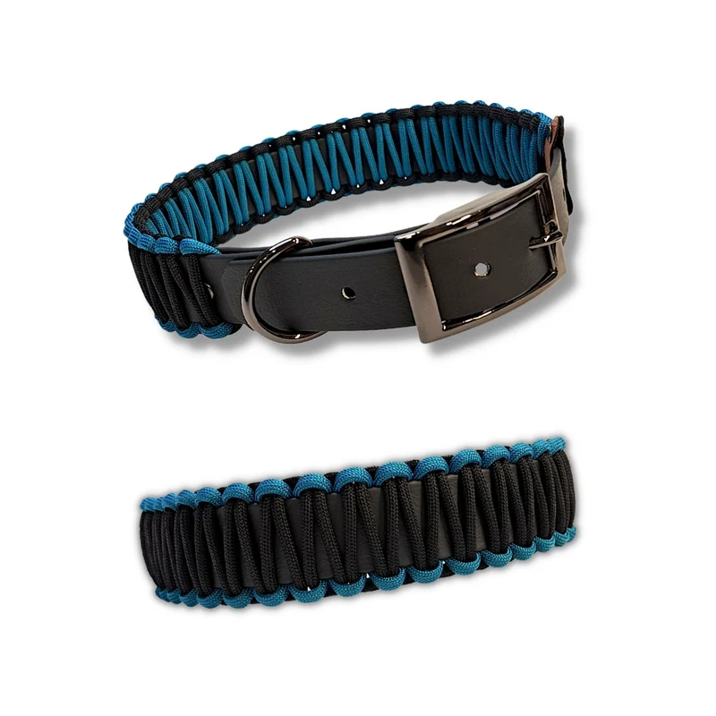 Halsband mit Paracord | Teal-Schwarz