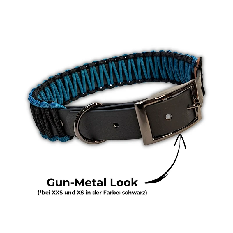Halsband mit Paracord | Teal-Schwarz