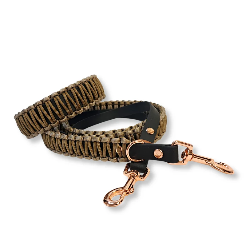 Leine mit Paracord | Gold-Braun Tan