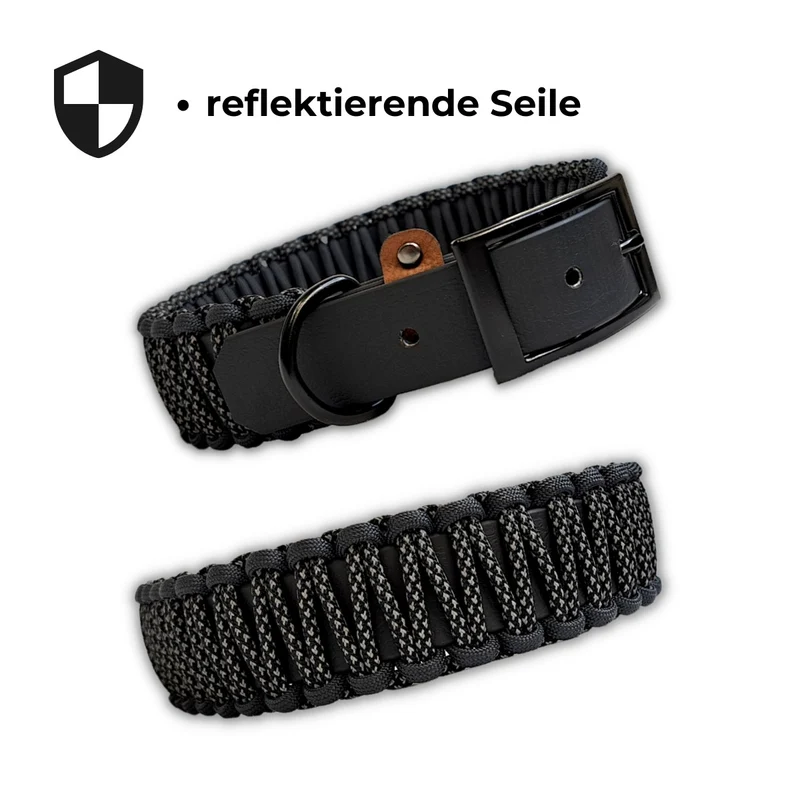 Halsband mit Paracord | Anthrazit Reflektierend