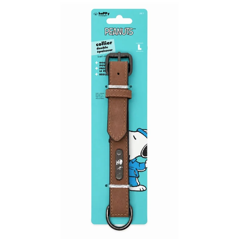 Hundehalsband Lederoptik Snoopy Braun