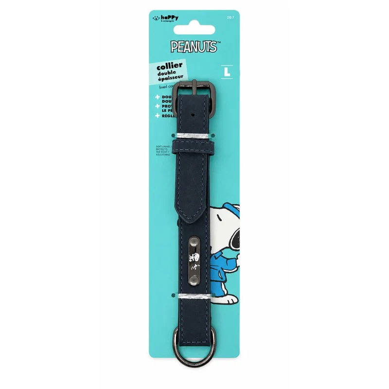 Hundehalsband Lederoptik Snoopy Dunkelblau