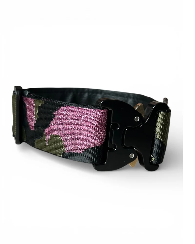 Hundehalsband Camouflage Rosa Olivgrün 5 cm breit