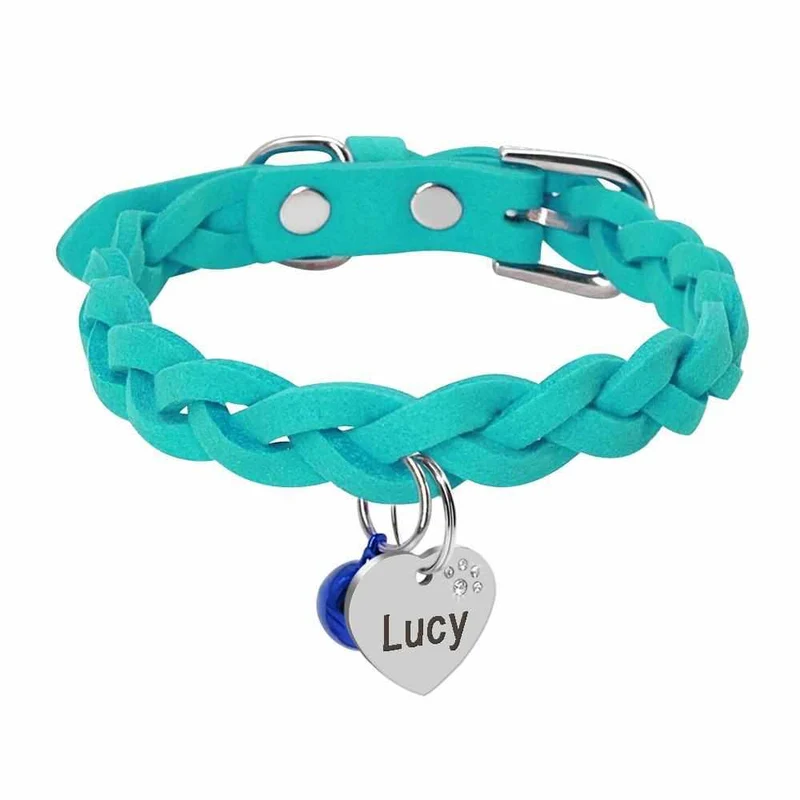 Geflochtenes Hundehalsband aus Filz in Wildlederoptik personalisiert