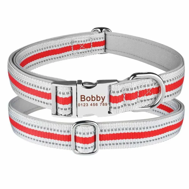 Stark reflektierendes Hundehalsband mit Namen graviert