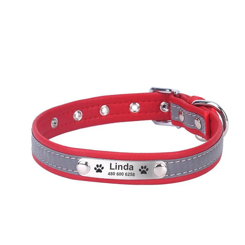 Hundehalsband mit Namen und Telefon graviert. Reflektierend
