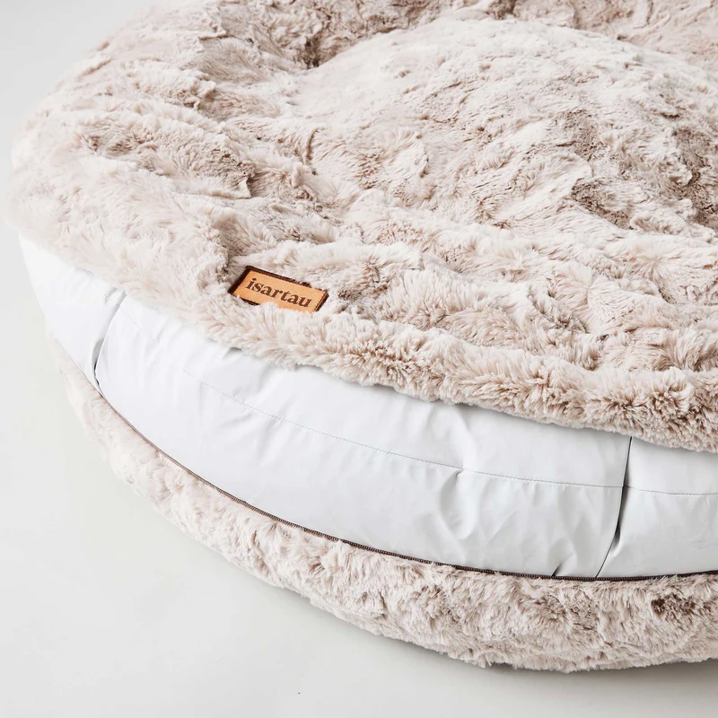Hundebett rund, Bagelbettchen, Fell BEIGE