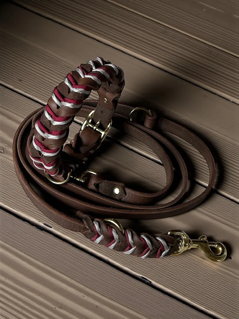 Fettleder Hundehalsband und Leine – individuell