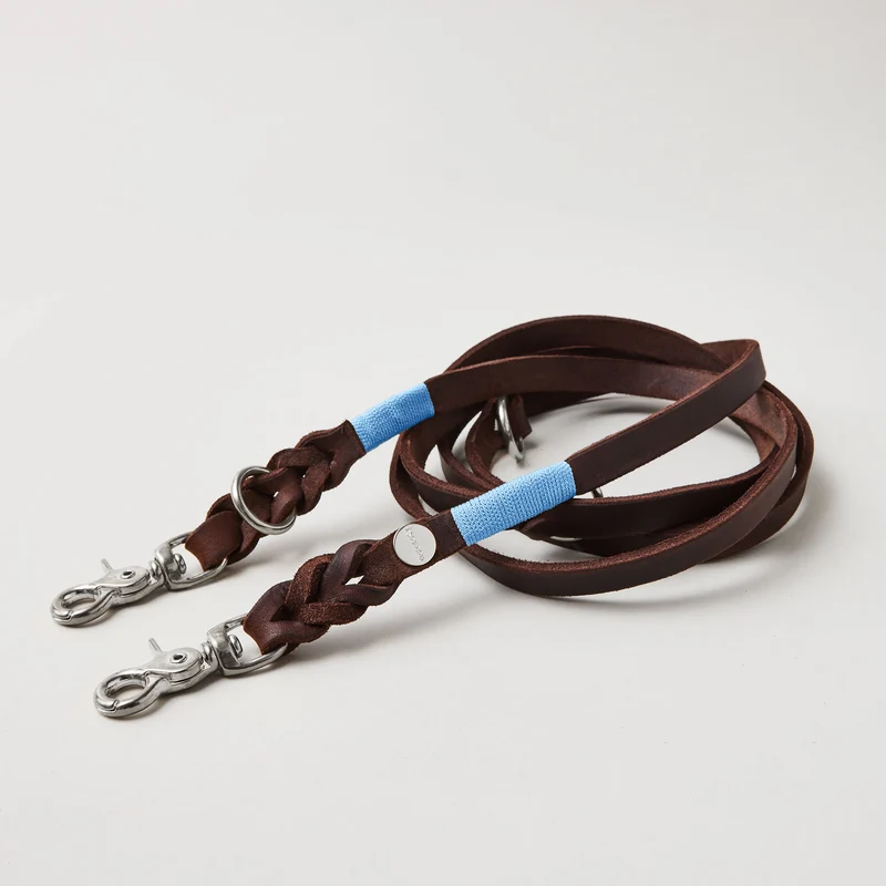 Lederleine SPORTY 190 cm, DUNKELBRAUN (Standard Leine)