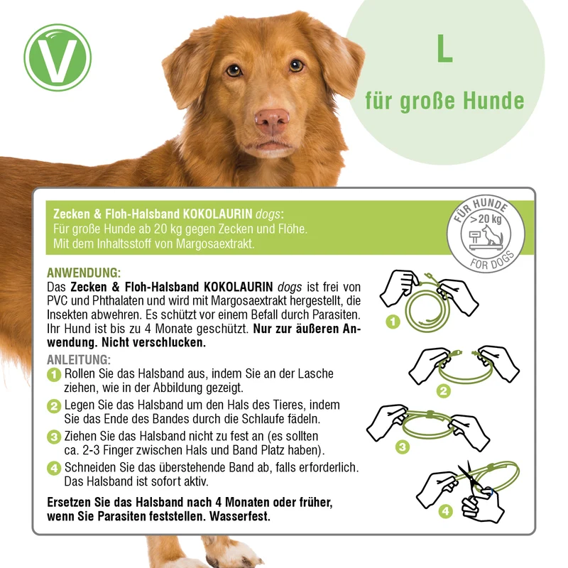 Zecken- & Floh-Halsband Kokolaurin für Hunde