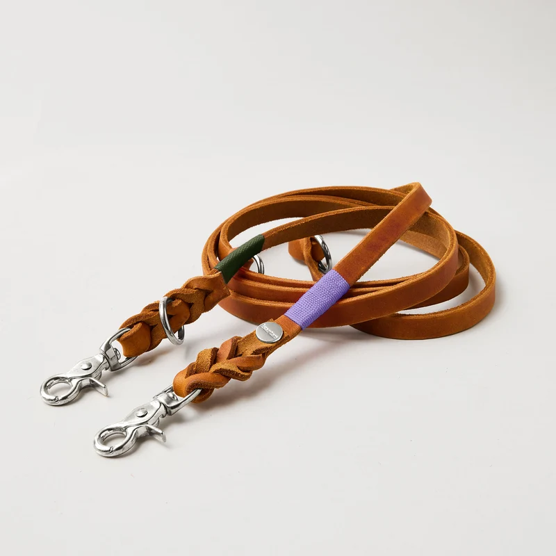 Lederleine SPORTY 190 cm, COGNAC (Standard Leine)